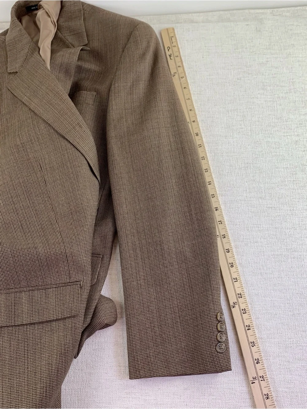 Lauren Ralph Lauren men's 44L 100% wool plaid blazer sport coat in brown